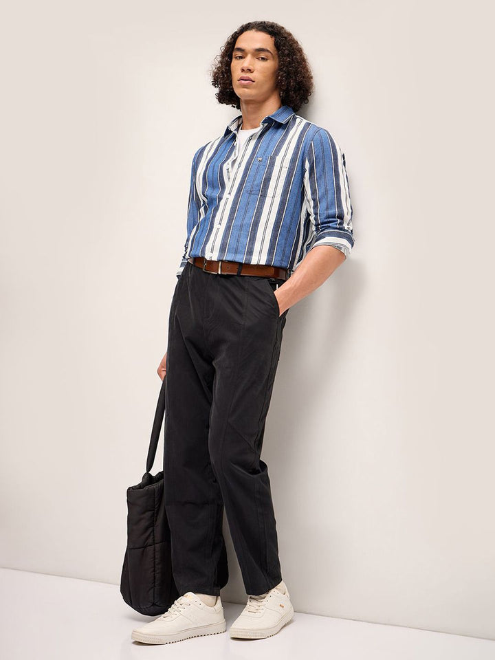 THE BEAR HOUSE Men Striped Slim Fit Cotton Casual Shirt