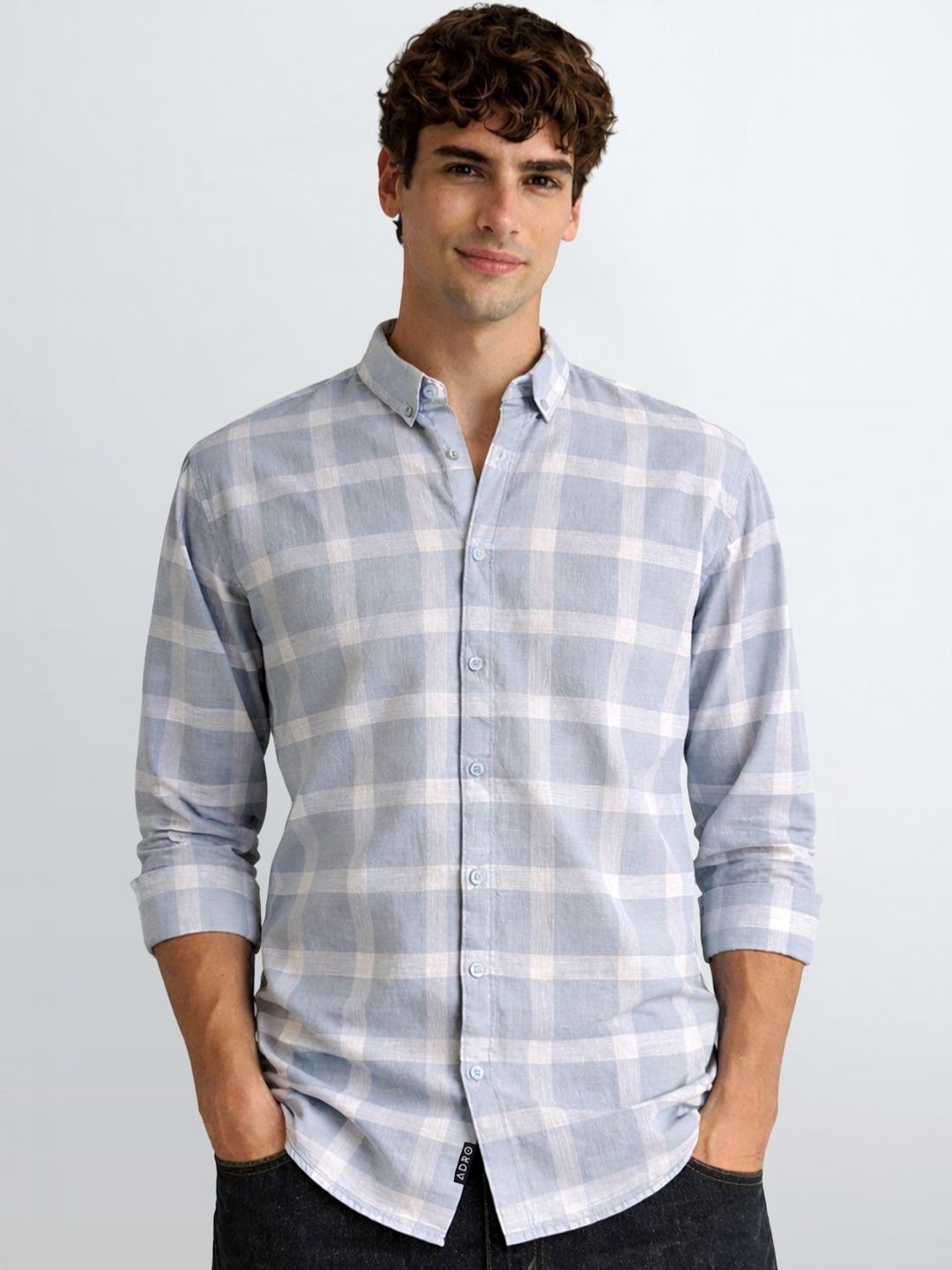 ADRO Men Standard Gingham Checks Checked Casual Shirt