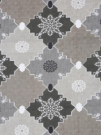 KLOTTHE Grey Ethnic Printed Fitted 400 TC Cotton King Bedsheet & 2 Pillow Covers
