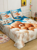 Klotthe Cartoon Printed 400 TC Double King 7D Bedsheet With 2 Pillow Cover-2.50m x 2.25m