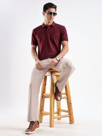 ADRO Geometric Printed Polo Collar Regular Fit Cotton T-shirt