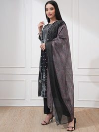 Vishudh Women Embroidered Regular Straight Kurta & Pants With Printed Dupatta