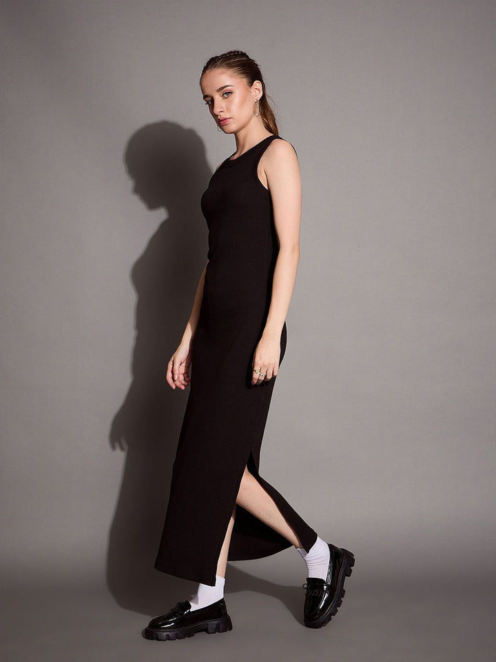 SASSAFRAS BASICS Solid Bodycon Maxi Dress