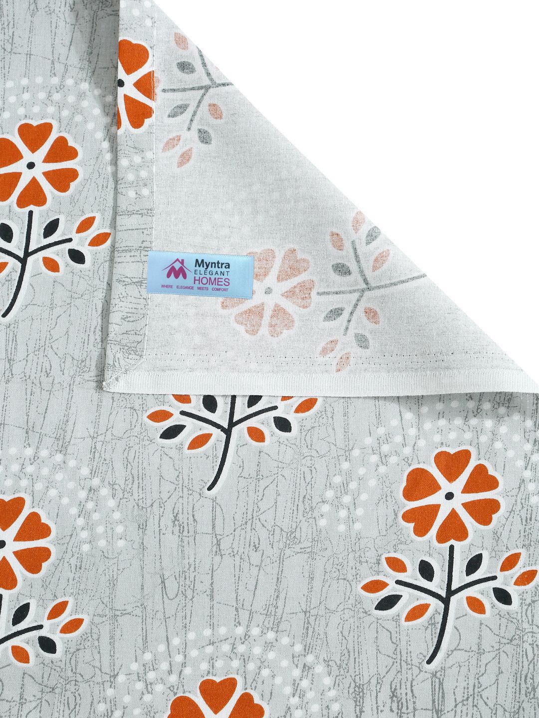 Myntra Elegant Homes Kelabu & Oren Bunga Kapas Tulen 400 TC Set Cadar King-2.5mX2.25m
