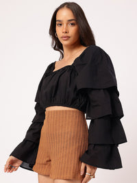 DressBerry Frill Fever Layered Bell Sleeves Crop Top