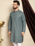 Motif Etnik Hijau Anouk Bercetak Kurta Linen Kapas Lurus