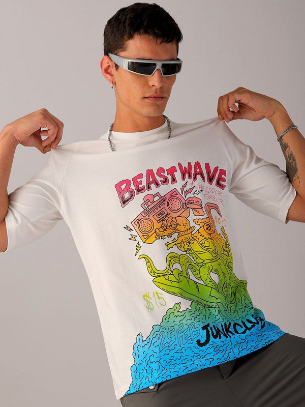 The Indian Garage Co Men Graphic Printed Pure Cotton Oversized T-Shirt