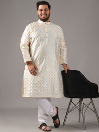 SOJANYA PLUS Size Geometric Embroidered Band Collar Thread Work Straight Kurta