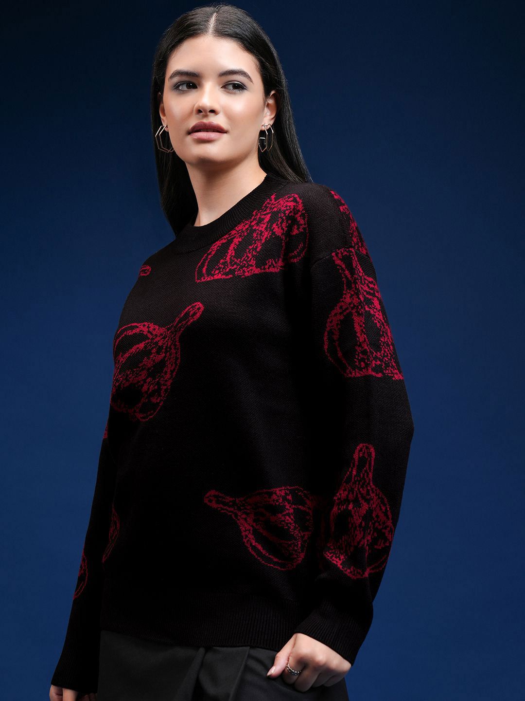 Tokyo Talkies Women Printed Round Neck Long Sleeves Pullover
