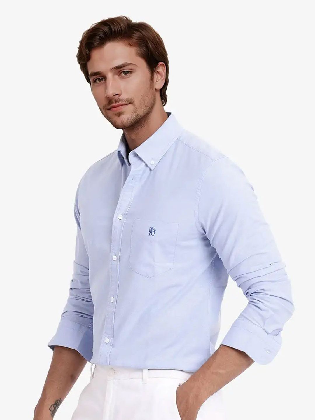 RARE RABBIT Men Comfort Spread Collar Solid Cotton Formal Shirt