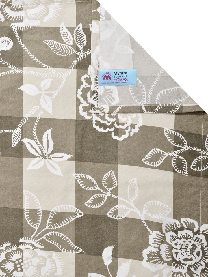Myntra Elegant Homes Beige Floral 300 TC Single Bedsheet with 1 Pillow Covers