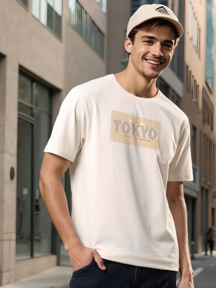 ADRO Typography Printed Round Neck Cotton T-shirt