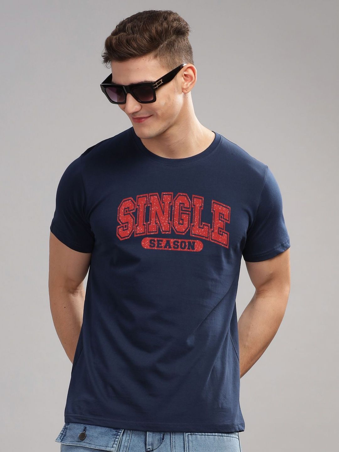 ADRO Men Typography Printed Round Neck Cotton T-shirt