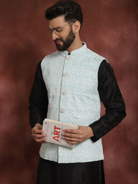 Anouk Ethnic Motifs Straight Kurta with Churidar & Nehru Jacket