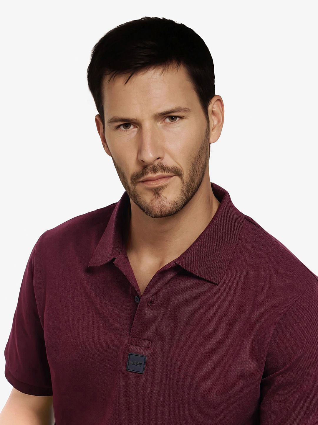 RARE RABBIT Men Solid Polo Collar Cotton T-shirt