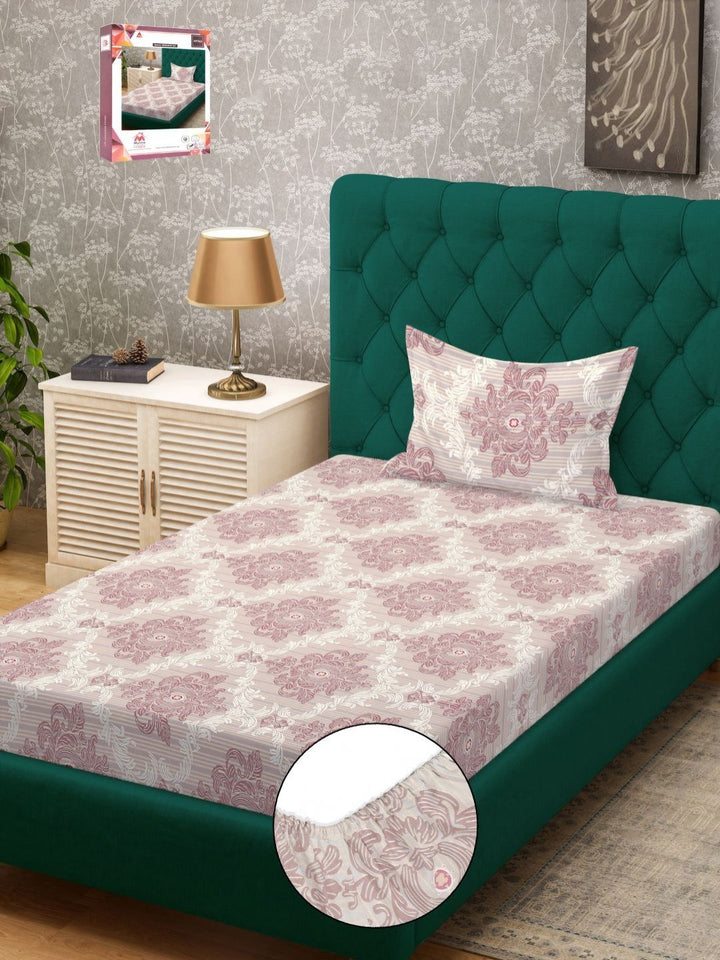 Myntra Elegant Homes Grey & Brown 300 TC Cadar Katil Single dengan 1 Sarung Bantal