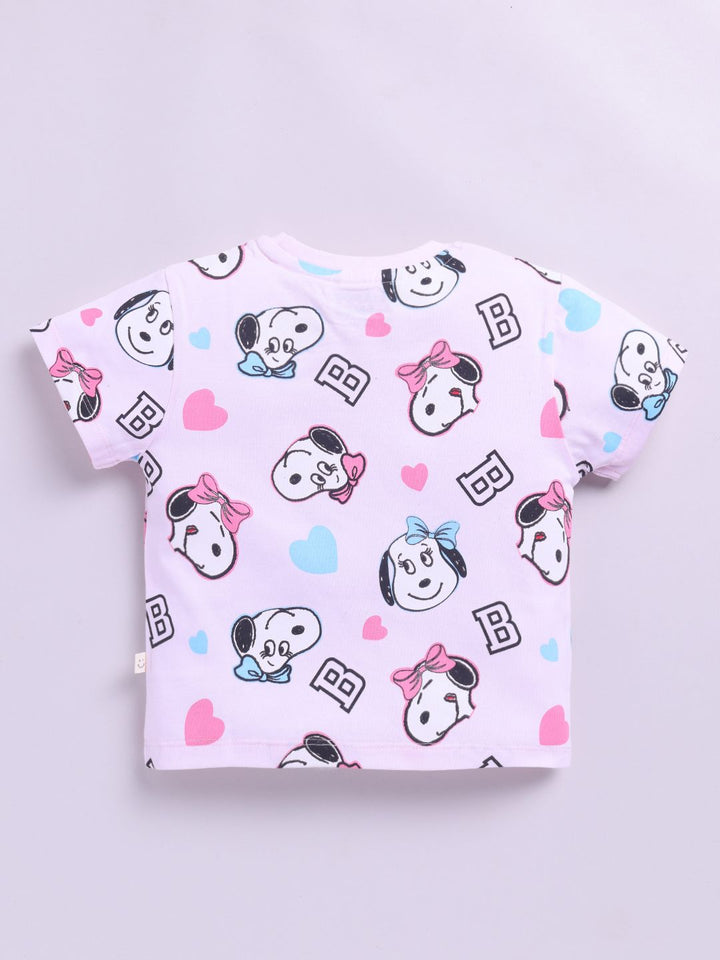 Happy Faces Girls Peanuts Printed Pure Cotton T-shirt