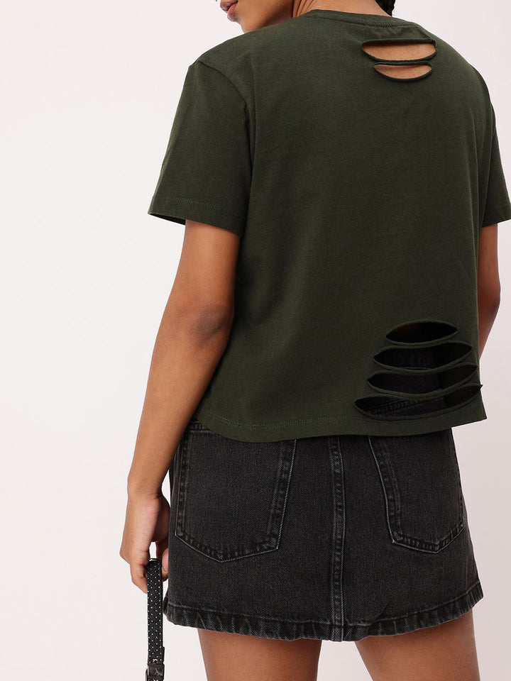 DressBerry Cut Out Printed Relaxed Fit T-shirt