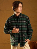 DENNISON Men Double Pocket Drop Shoulder Oversized Cotton Checked Shacket