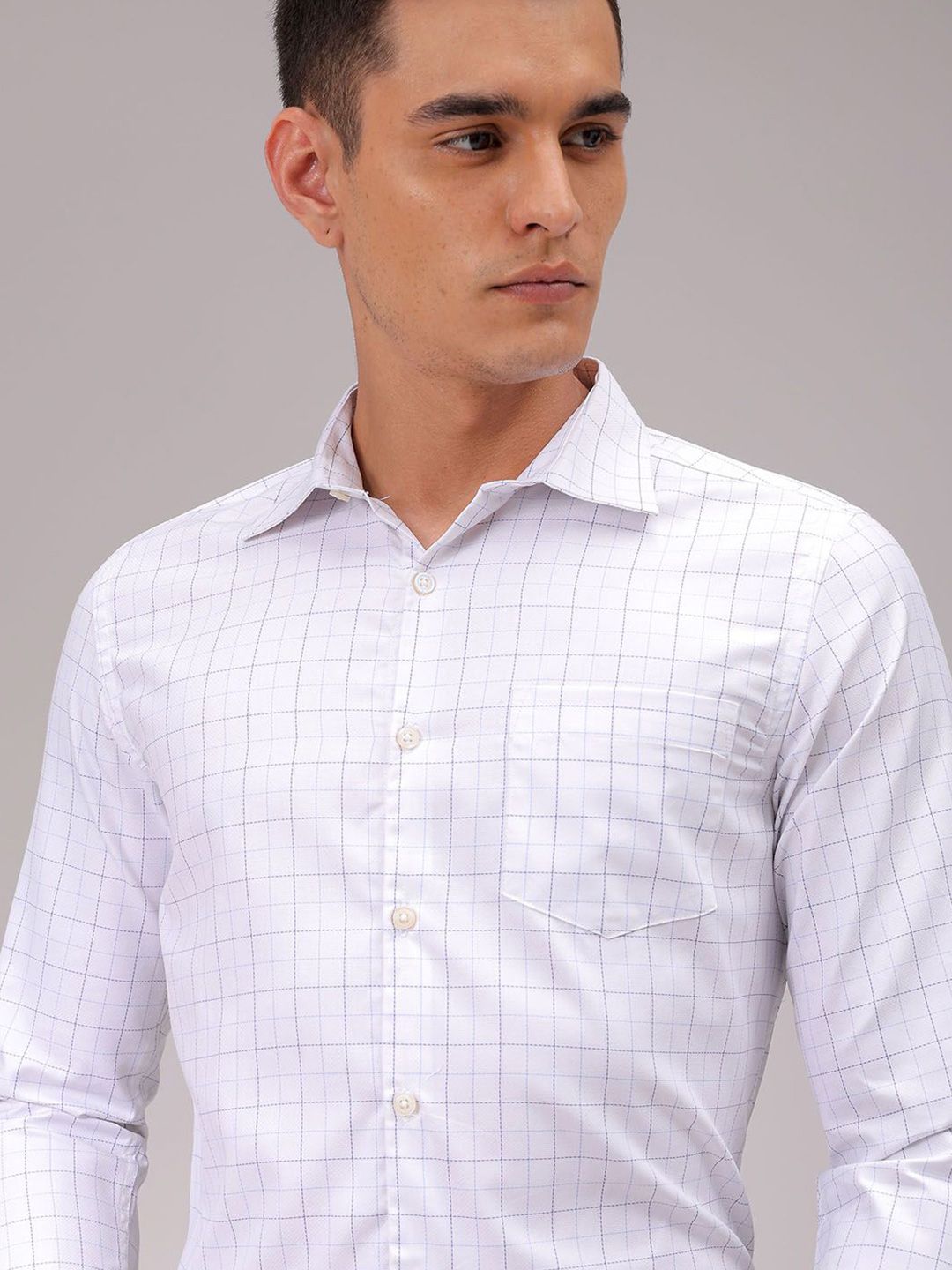 The Indian Garage Co. X Luxe Men Cutaway Collar Checked Slim Fit Formal Shirt