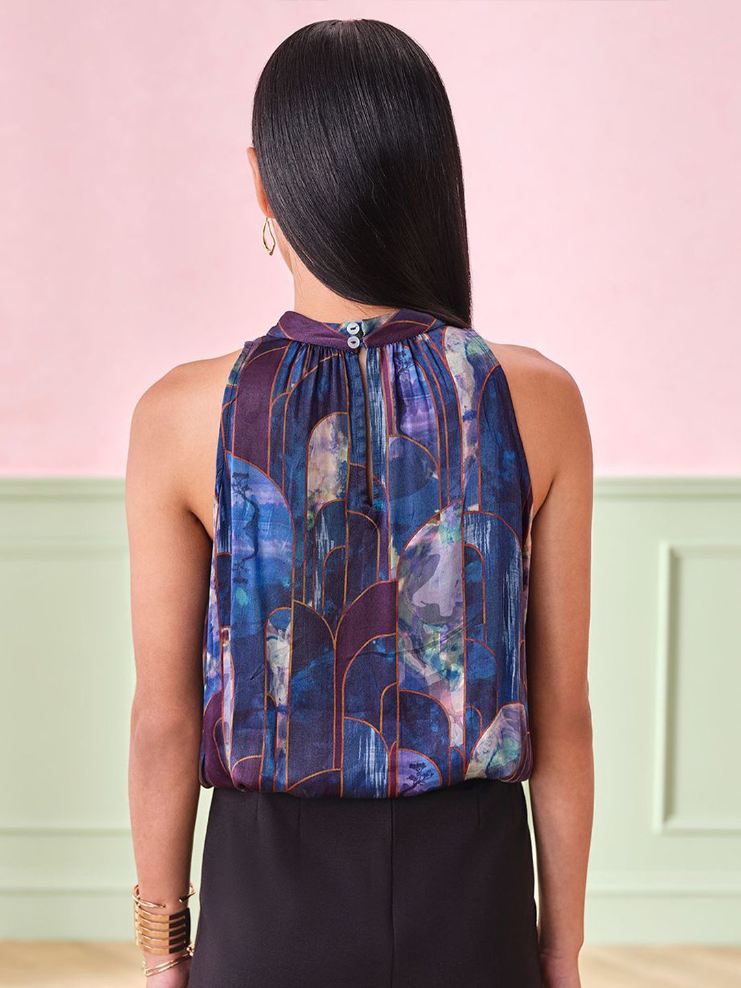 AND Women Abstract Printed High Neck Top