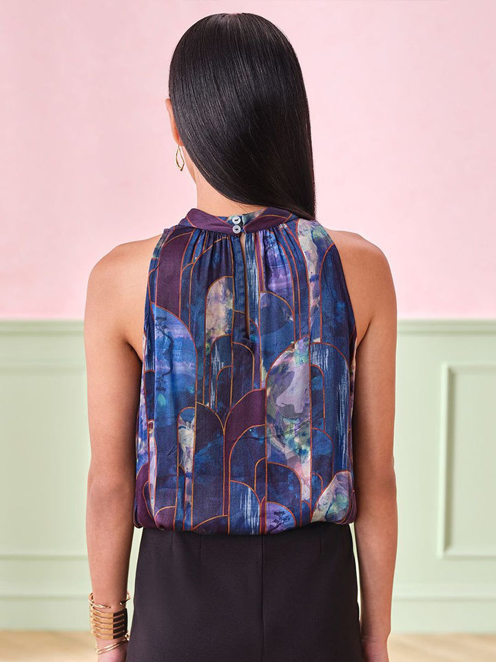 AND Women Abstract Printed High Neck Top