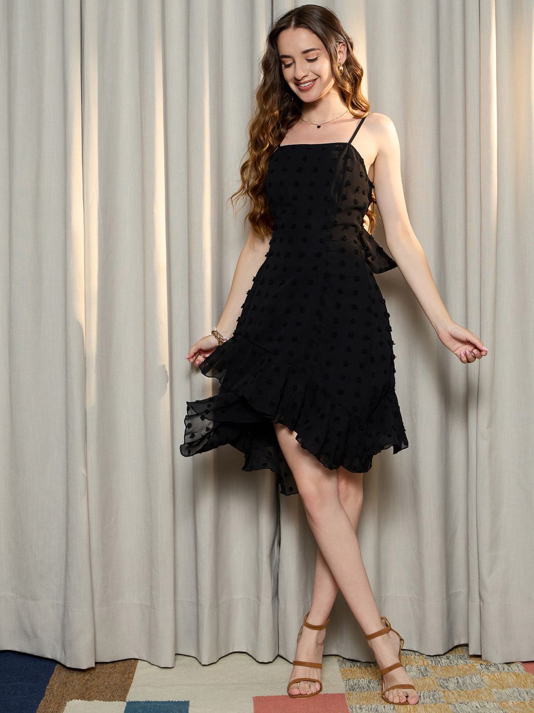 Berrylush Layered Jacquard Fit & Flare Mini Dress