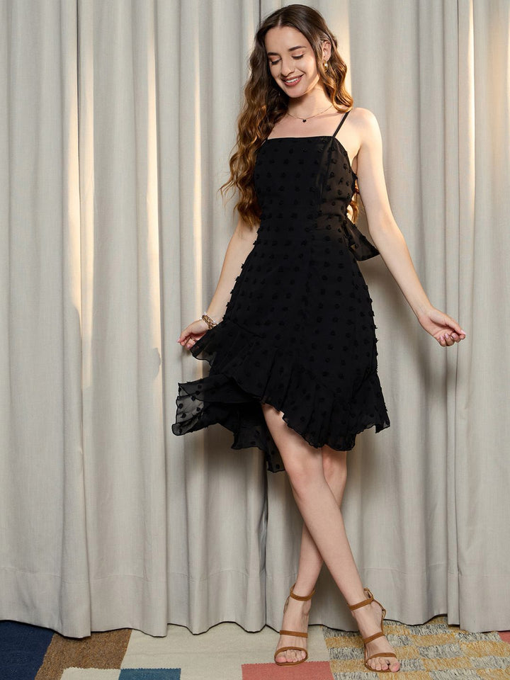 Berrylush Layered Jacquard Fit & Flare Mini Dress