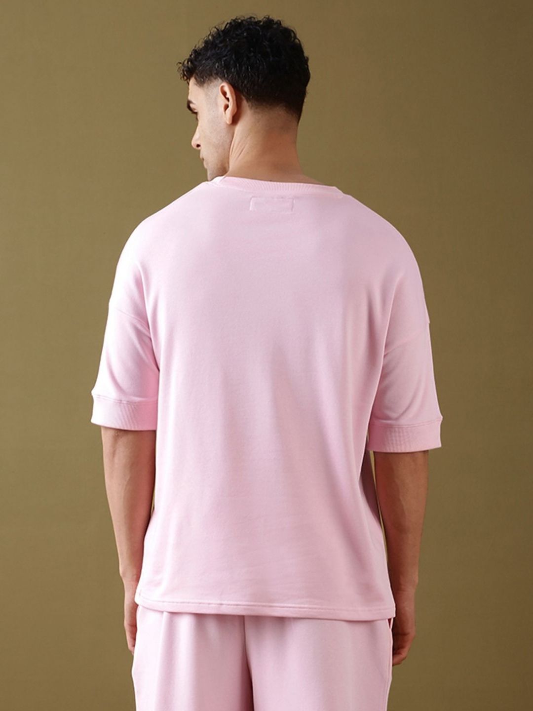 DILLINGER Men Solid Ultra Soft Drapey Cotton Oversized Drop Shoulder T-Shirt