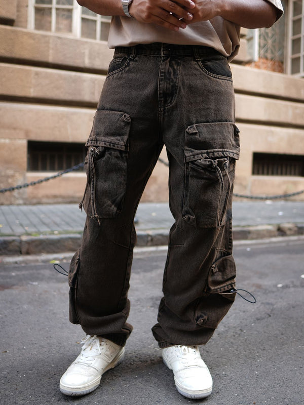 Powerlook Men Solid Loose Fit Cargos Trousers