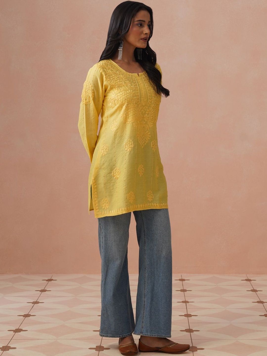 Rumah Wanita Chikankari Sulam Kurta Chikankari