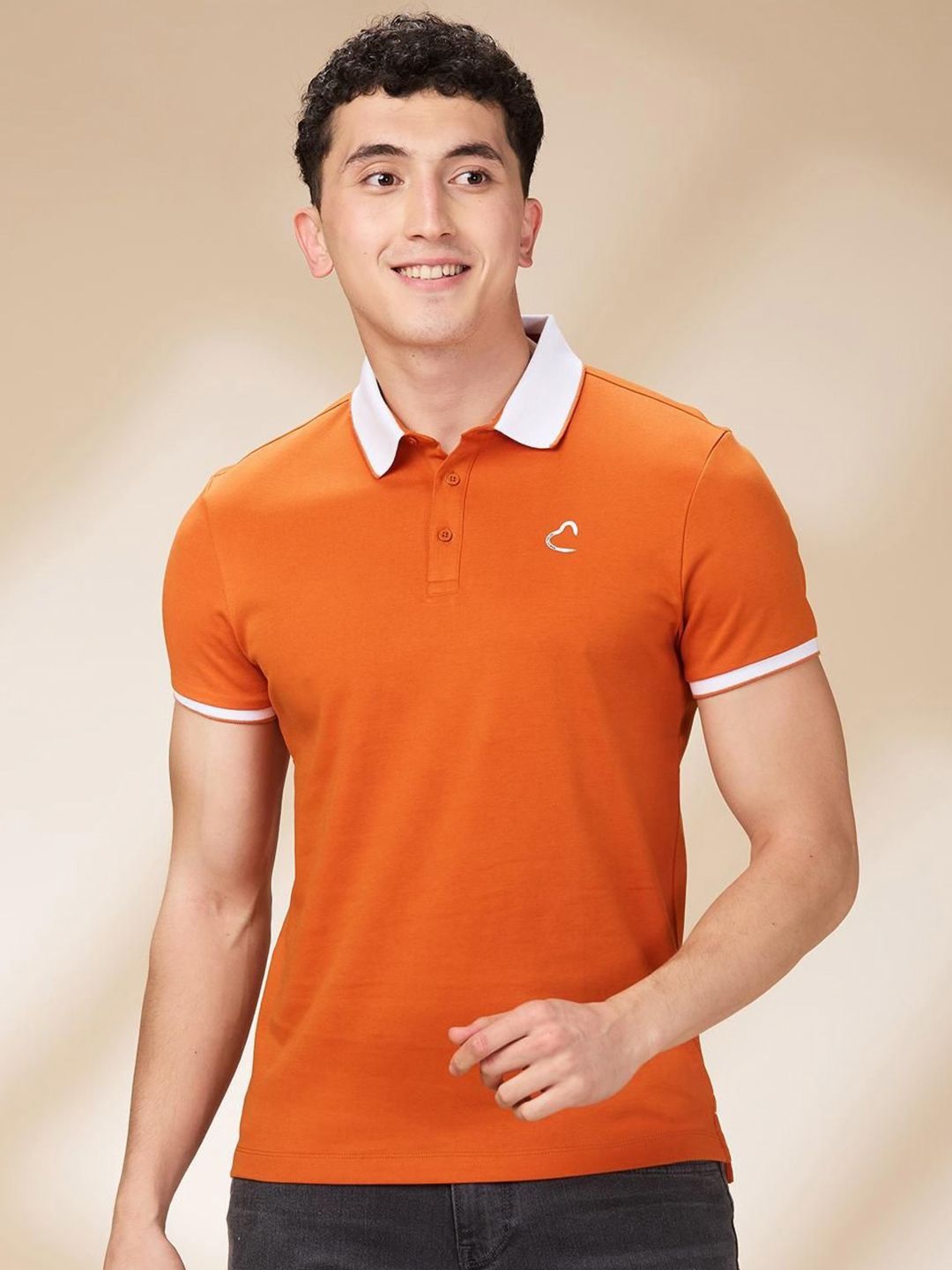 Being Human Men Solid Polo Collar Cotton Slim Fit T-shirt