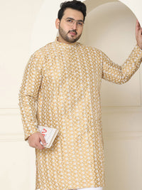 SOJANYA PLUS Floral Embroidered Thread Work Silk Cotton Straight Kurta with Pyjamas