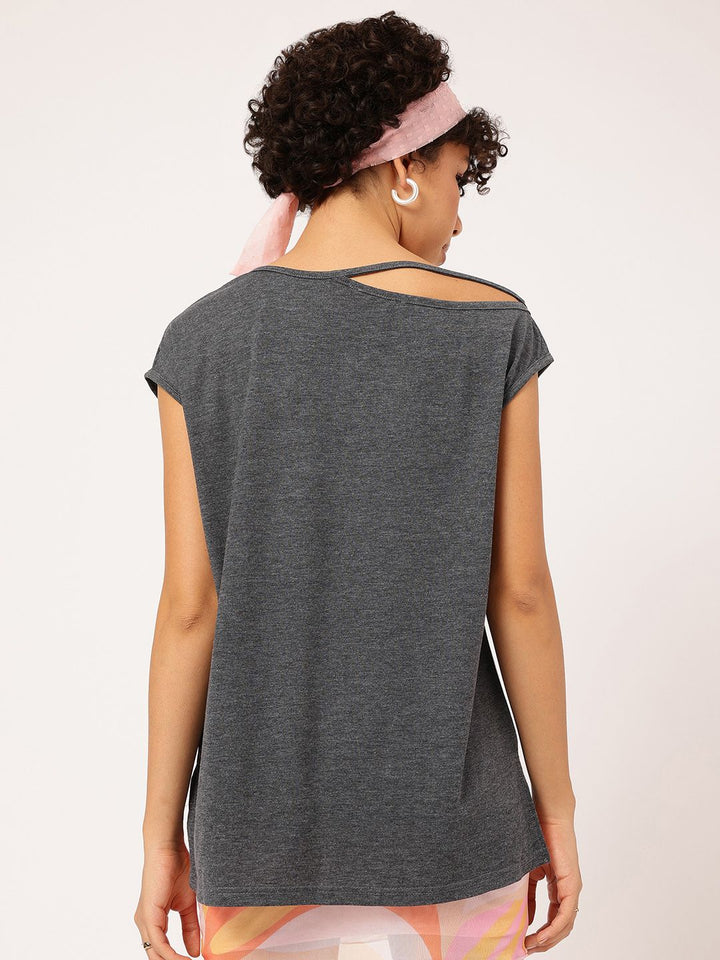 DressBerry Subdued Rock Cut-Out Detail T-shirt