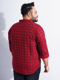 The Indian Garage Co Plus Size Windowpane Checked Cotton Casual Shirt