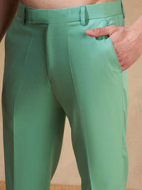 DENNISON Men Green Smart Tapered Fit Solid Regular Trousers