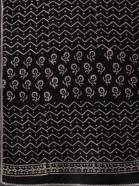 Libas Black & White Floral Printed Notch Neck Pure Cotton Kurta with Trousers & Dupatta