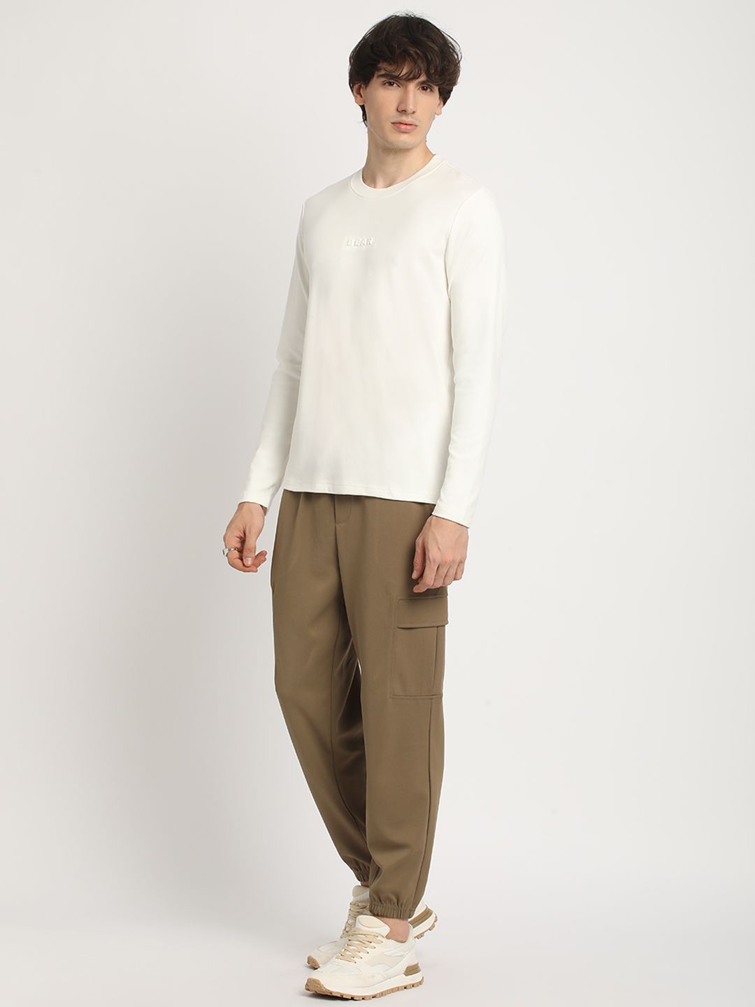 THE BEAR HOUSE Men Crew Neck Full sleeve Solid T-shirt