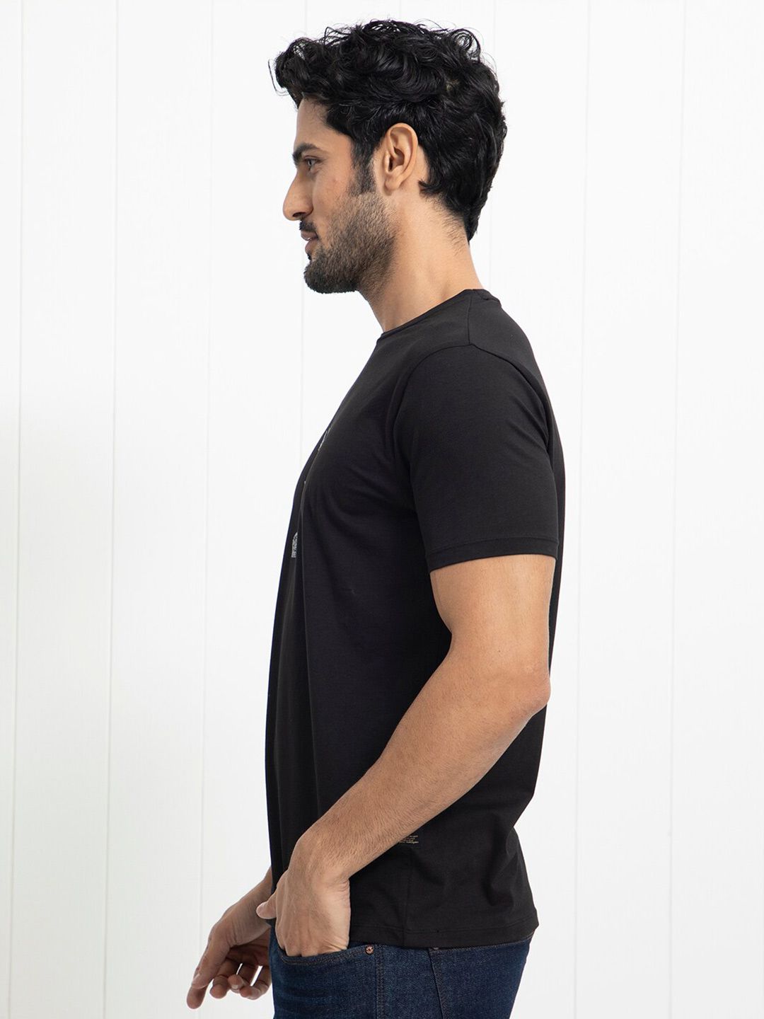 RARE RABBIT Men Pilar Graphic Printed Cotton Slim Fit T-Shirt