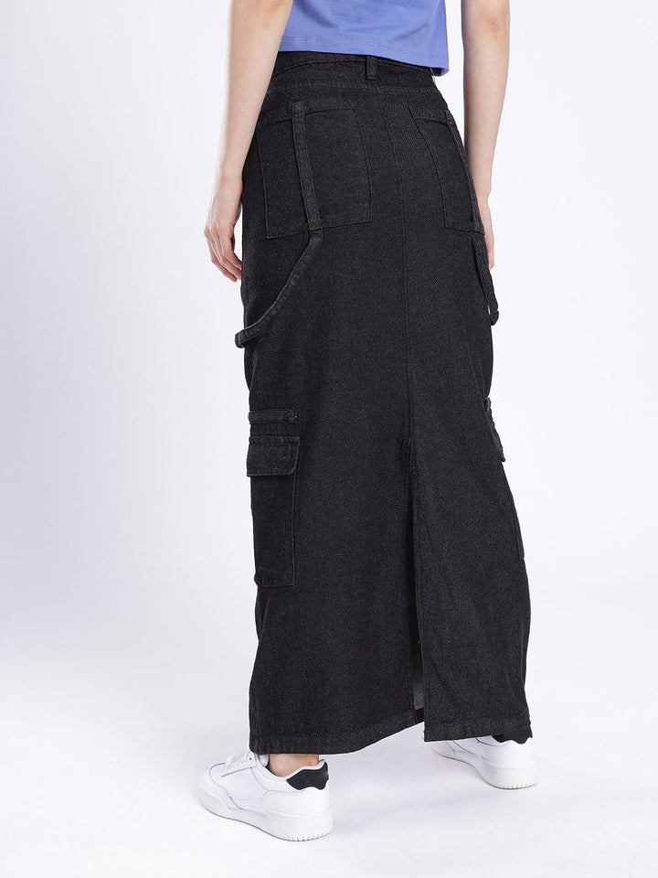 DressBerry Versatile Vogue Cargo Style Denim Maxi Skirt