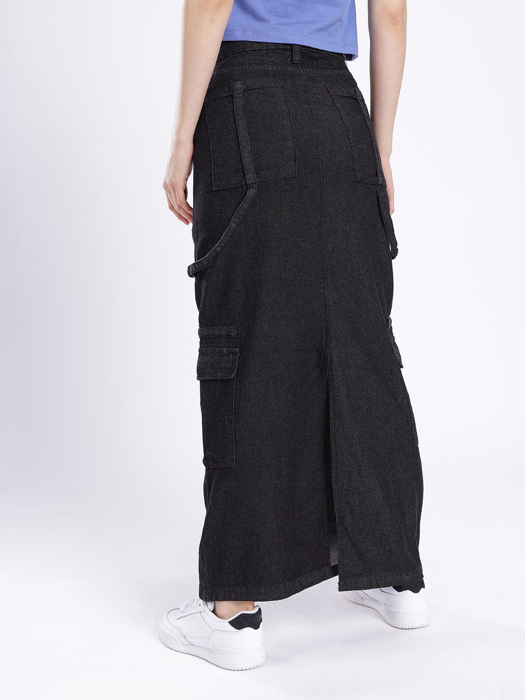 DressBerry Versatile Vogue Cargo Style Denim Maxi Skirt