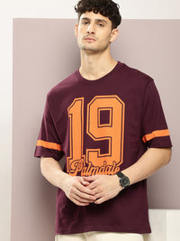 DILLINGER Men Typography Printed Drop-Shoulder Sleeves Oversized Pure Cotton T-shirt