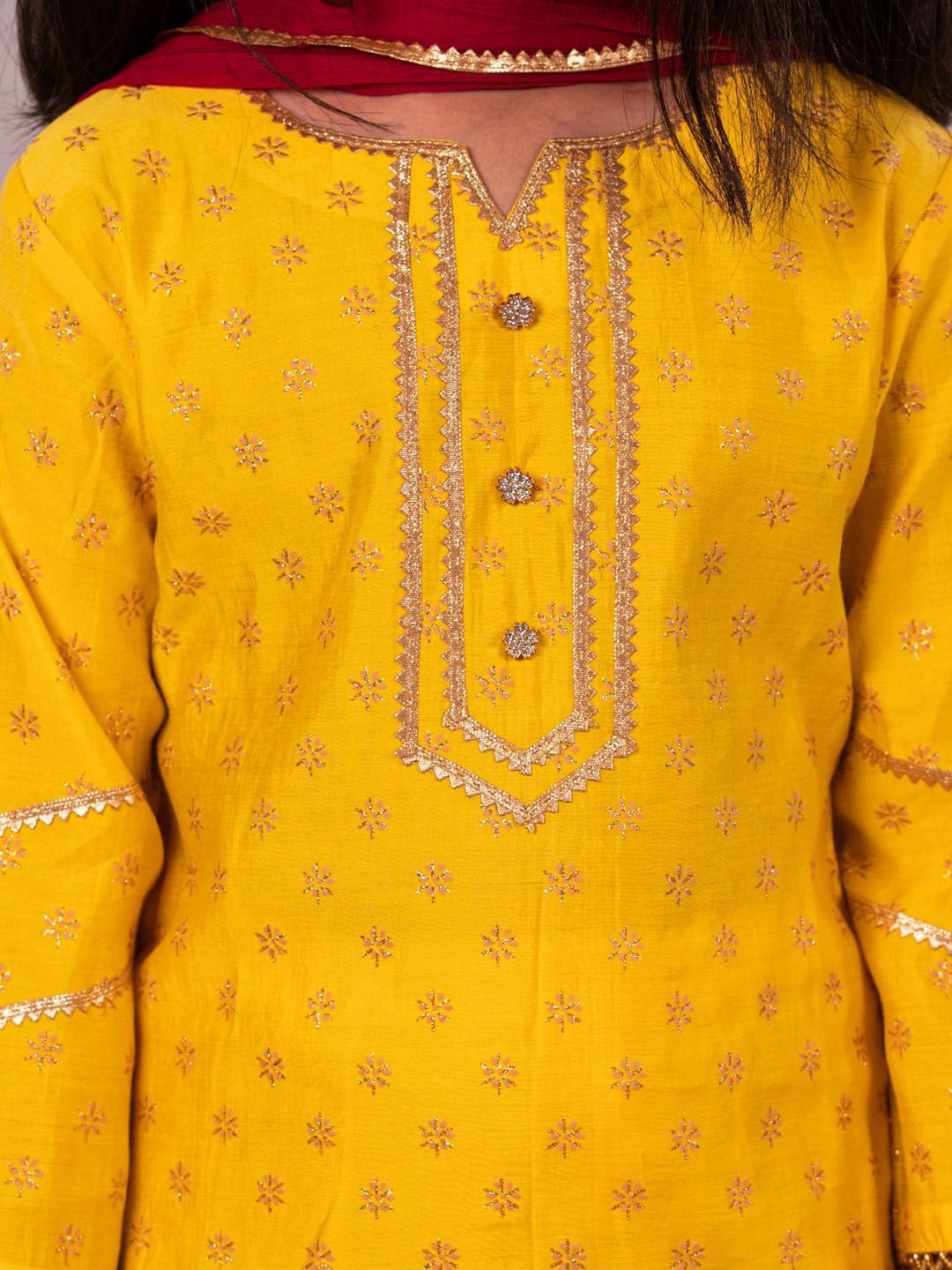 VASTRAMAY Girls Ethnic Motifs Printed Regular Gotta Patti Kurta With Patiala & Dupatta