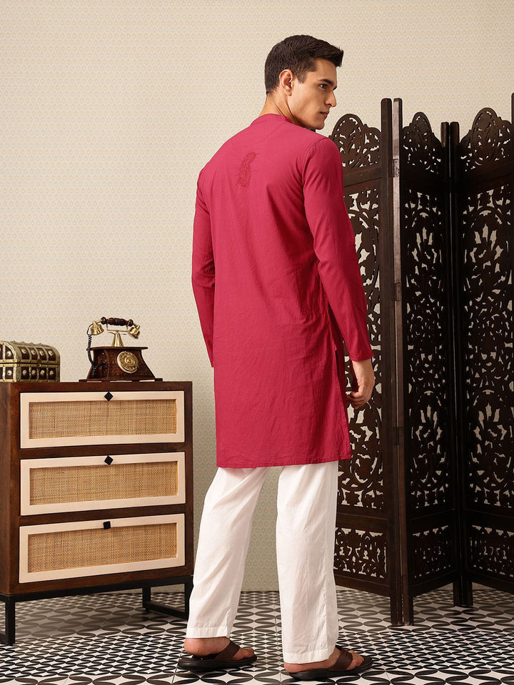 House of Pataudi Ethnic Motifs Embroidered Jashn Pure Cotton Kurta with Trousers