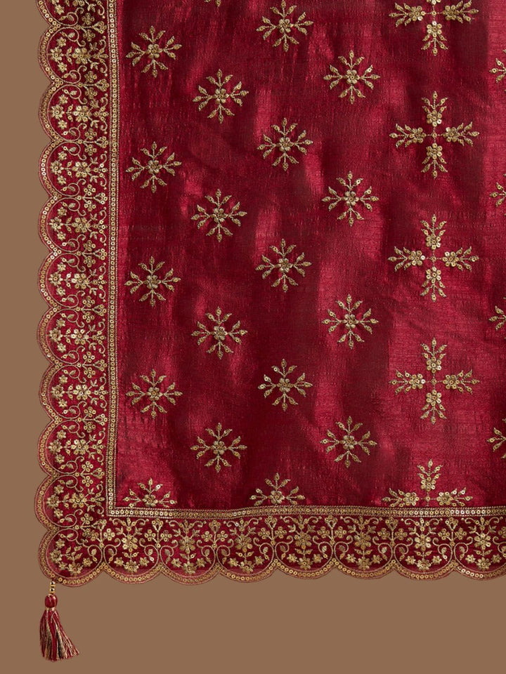 Libas Fuchsia Ethnic Motifs Embroidered Thread Work Kurta with Trousers & With Dupatta