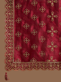 Libas Fuchsia Ethnic Motifs Embroidered Thread Work Kurta with Trousers & With Dupatta