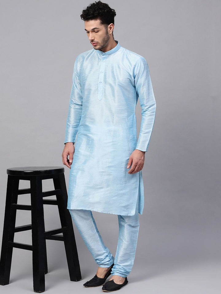 SOJANYA Men Teal Solid Straight Kurta