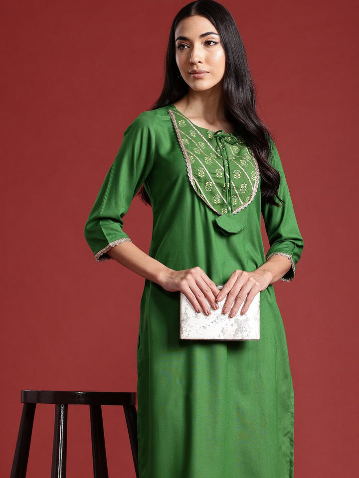 Anouk Yoke Design Gotta Patti Straight Kurta with Trousers