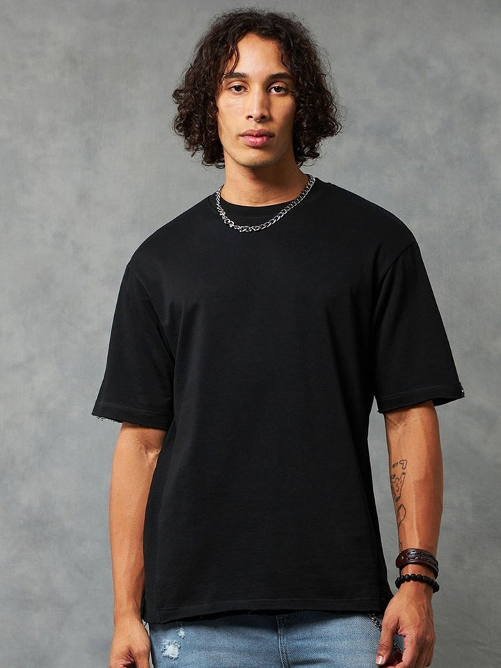 Bewakoof Drop-Shoulder Sleeves Oversized Cotton T-shirt
