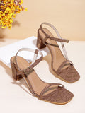 DressBerry Women Textured Block Heel Sandals